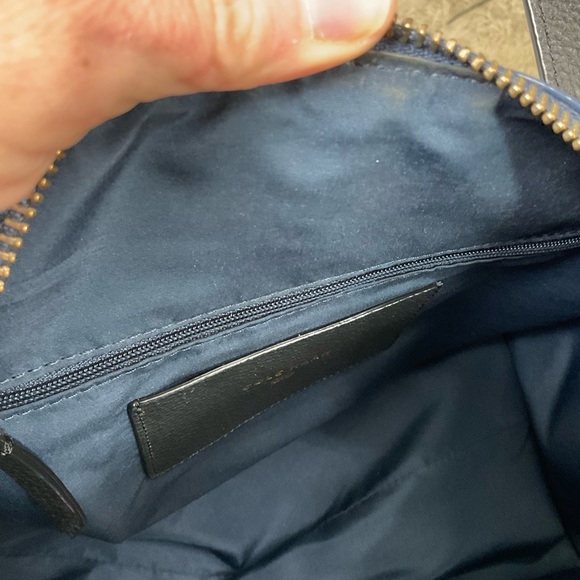 COLE HAAN Vintage Blue Satchel/Crossbody Black Trim,Gold Hardware. EUC! - Picture 11 of 14